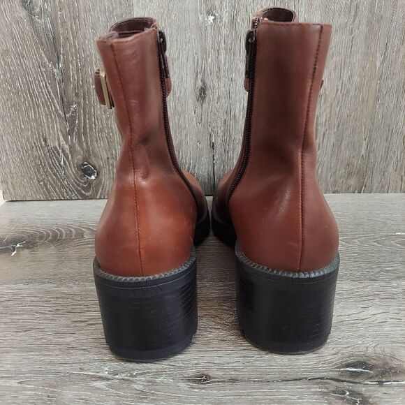 Vintage 90s Nicole 'Huey' Brown Leather Chunky Boots Size 7.5 - Picture 5 of 10
